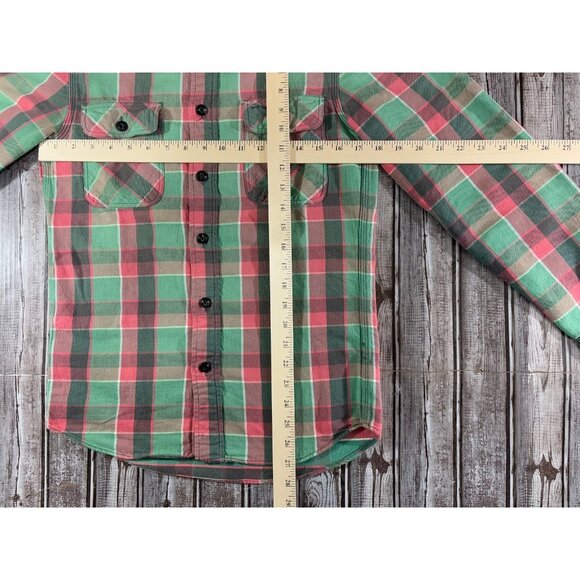 Double RL RRL Ralph Lauren Plaid Flannel Shirt sz XS Green pink - Picture 5 of 6